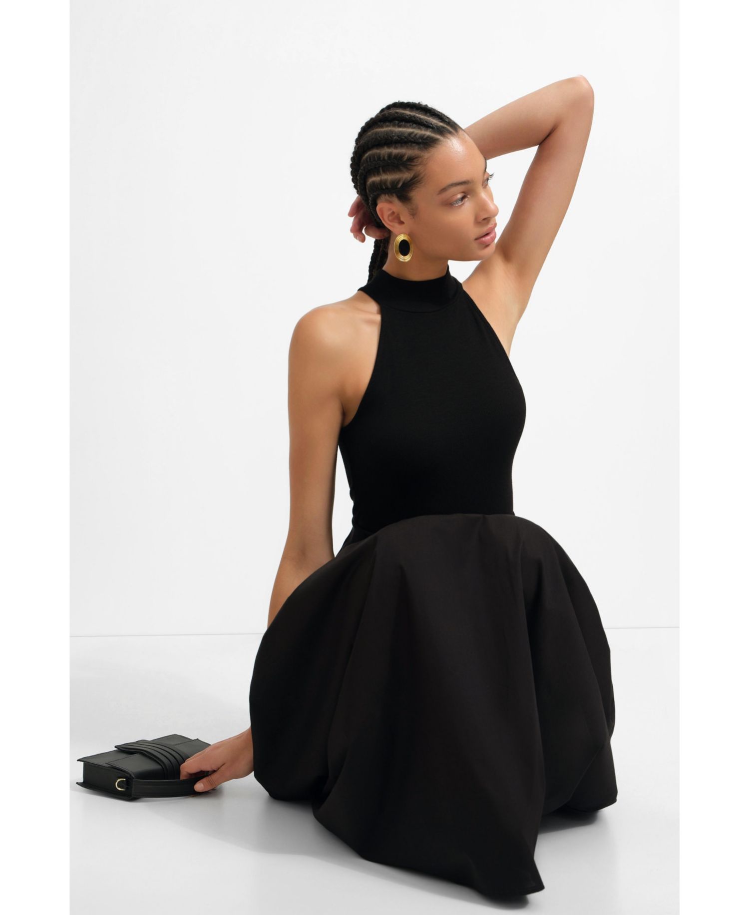Women's Doris Sleeveless High Mock-Neck Halter Bodysuit