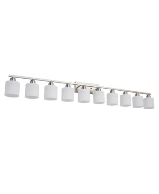 10 Light Nickel Bathroom Vanity Light with Glass Shade Modern Wall Lights Over Mirror Farmhouse Sconce for Bedroom Living Room