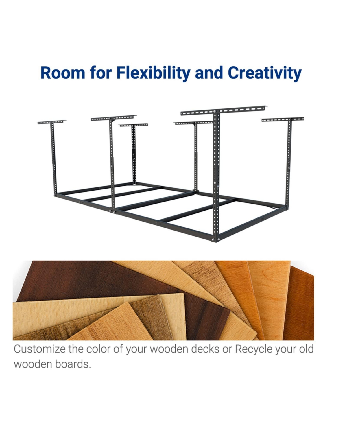 Fleximounts 4x8 Overhead Garage Storage Rack without Decking, Lite Series