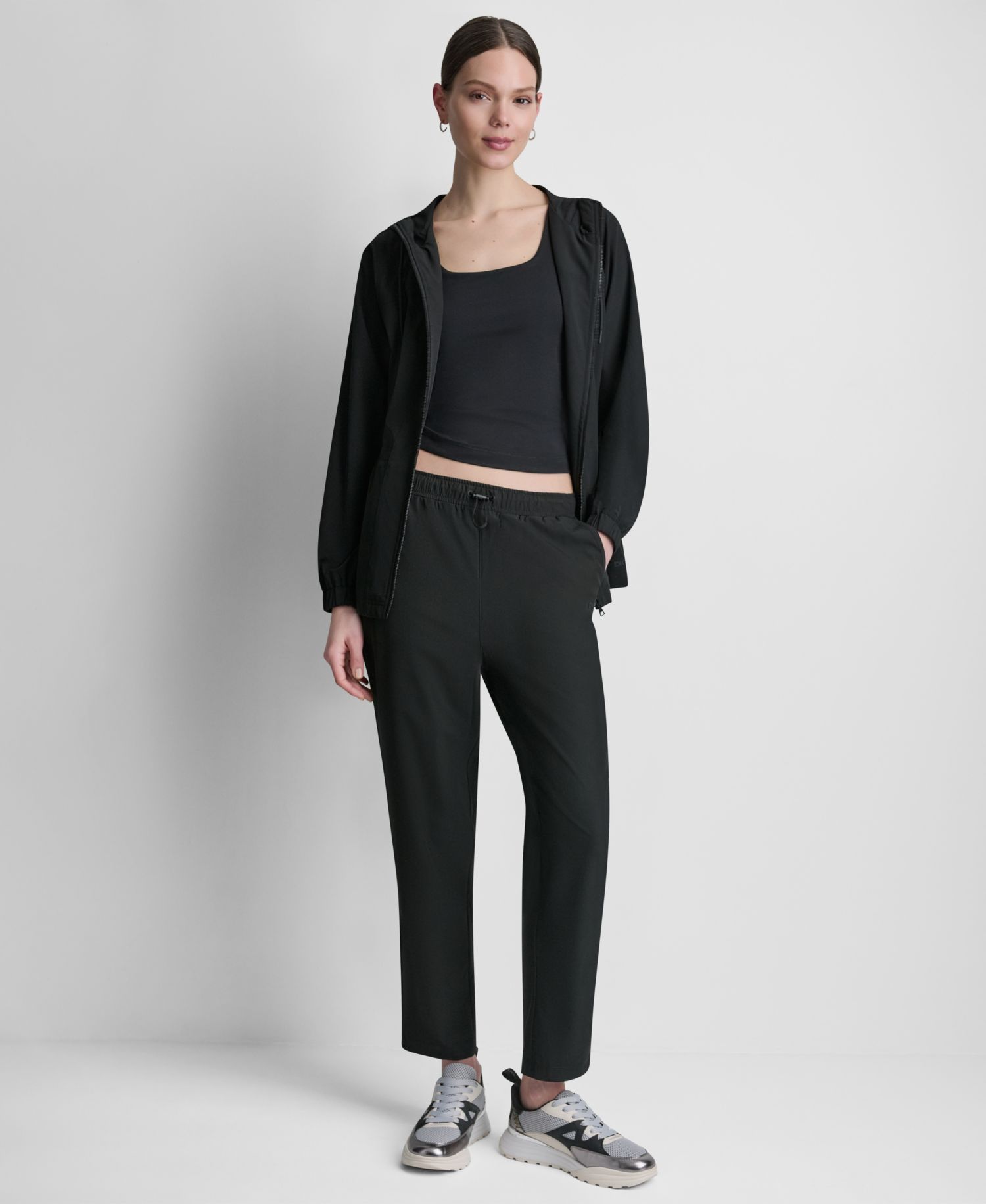 Women's Cropped High-Low Hooded Jacket