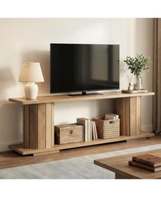 TV Stand for 60/65/70 Inch TVs, Wooden Entertainment Center with Open Storage Shelves, Farmhouse TV Console Media Television Stands