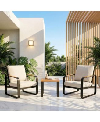 3-Piece Outdoor Patio Furniture Set with 2 Armchairs and 1 Side Table,Metal Frame with 6'' Thick Cuushions, Outdoor Conversation Set Brand