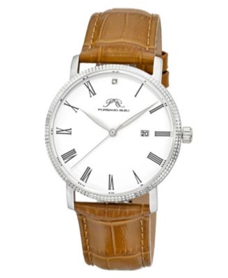 Men's Veritas 1 Genuine Leather Band Watch 1361CVEL
