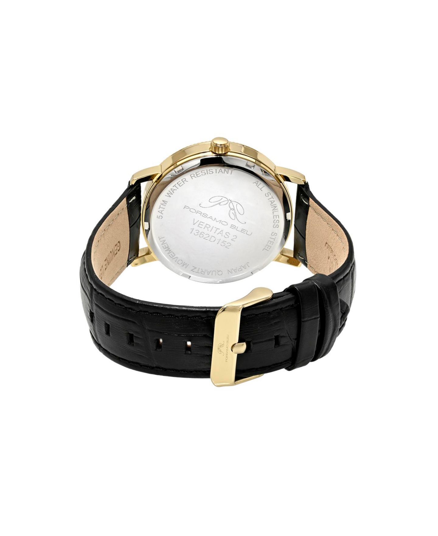 Мужские часы Porsamo Bleu Veritas 2 Round Black Genuine Leather Band Watch 40 mm — фото 3