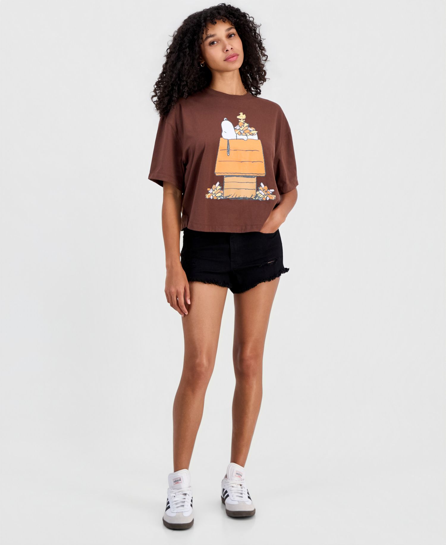 Juniors' Snoopy Boxy Crewneck Tee