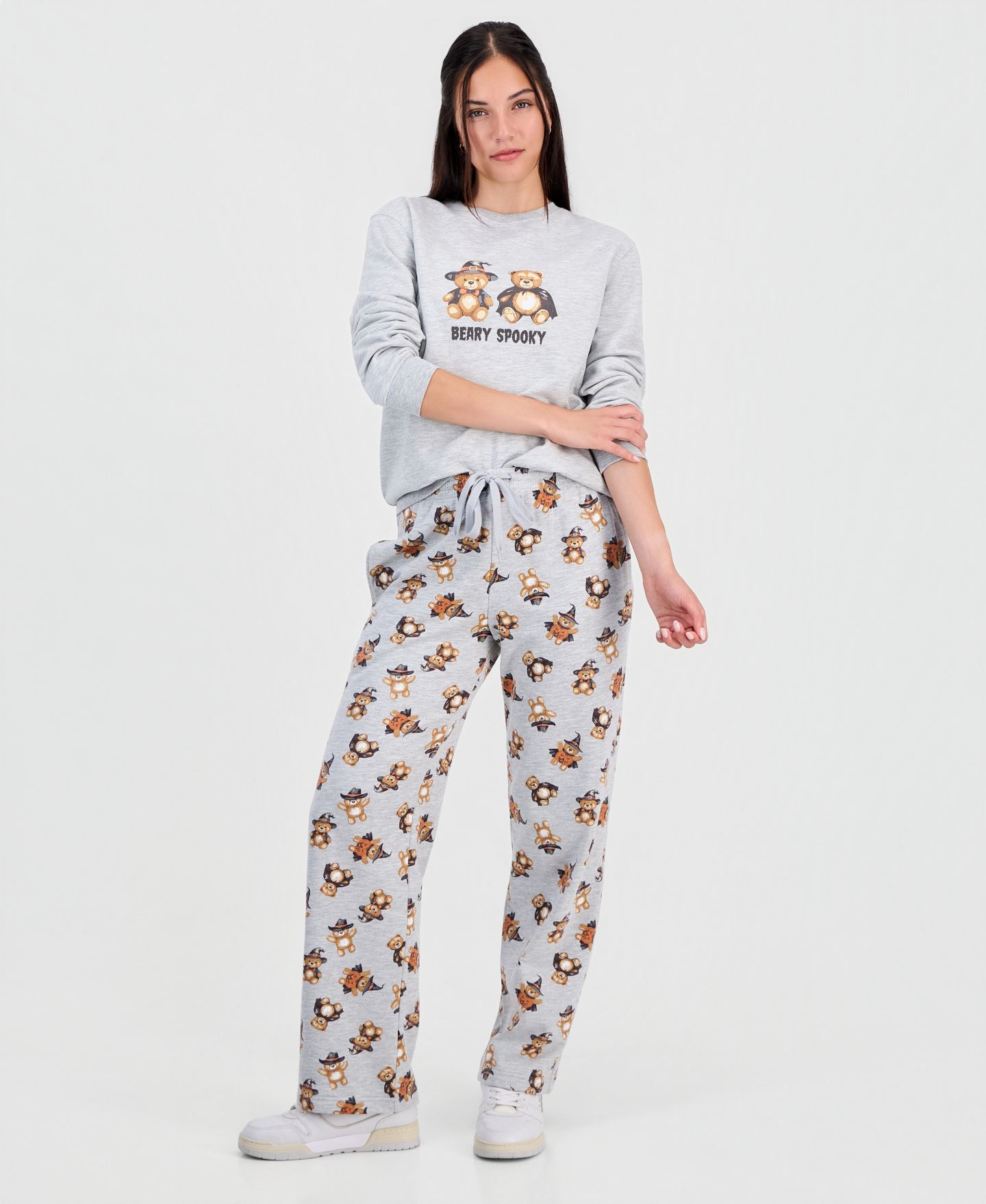 Женские толстовки Love Tribe Juniors' Halloween Teddy Bear Crewneck, цвет: Меланжевый серый — фото 3