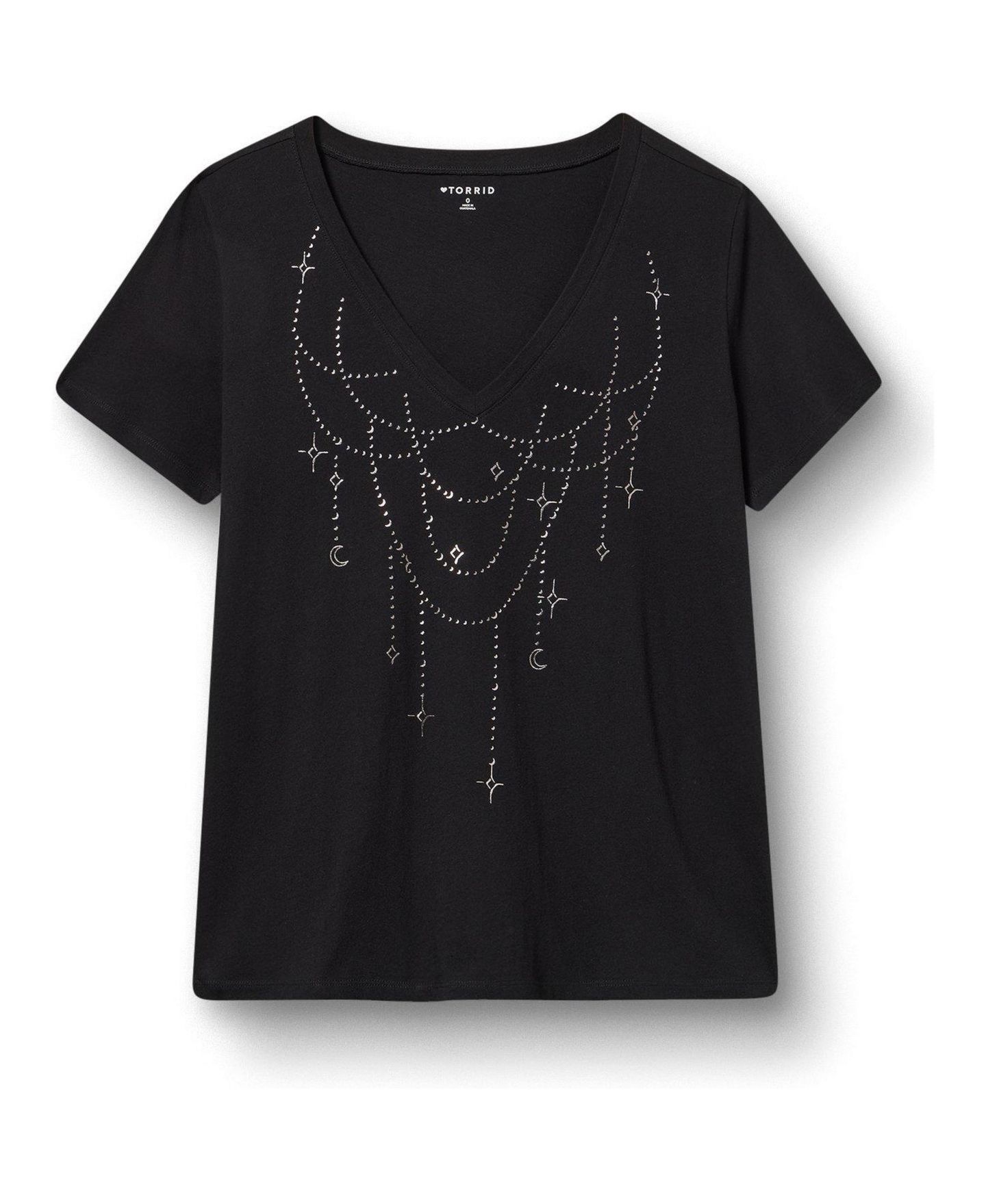 Женская футболка Torrid Plus Size Classic Cotton V-Neck, цвет: Глубокий чёрный — фото 1