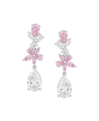 Pink (3 ct. t.w.) & White (8 ct. t.w.) Cubic Zirconia Drop Earrings in Sterling Silver (Also Available in 14k Gold-Plated Sterling Silver)