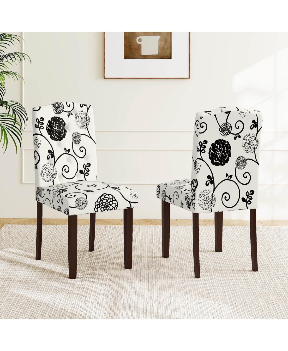 Costway Wooden Dining Chair with Rubber Wood Legs Padded Seat S Springs