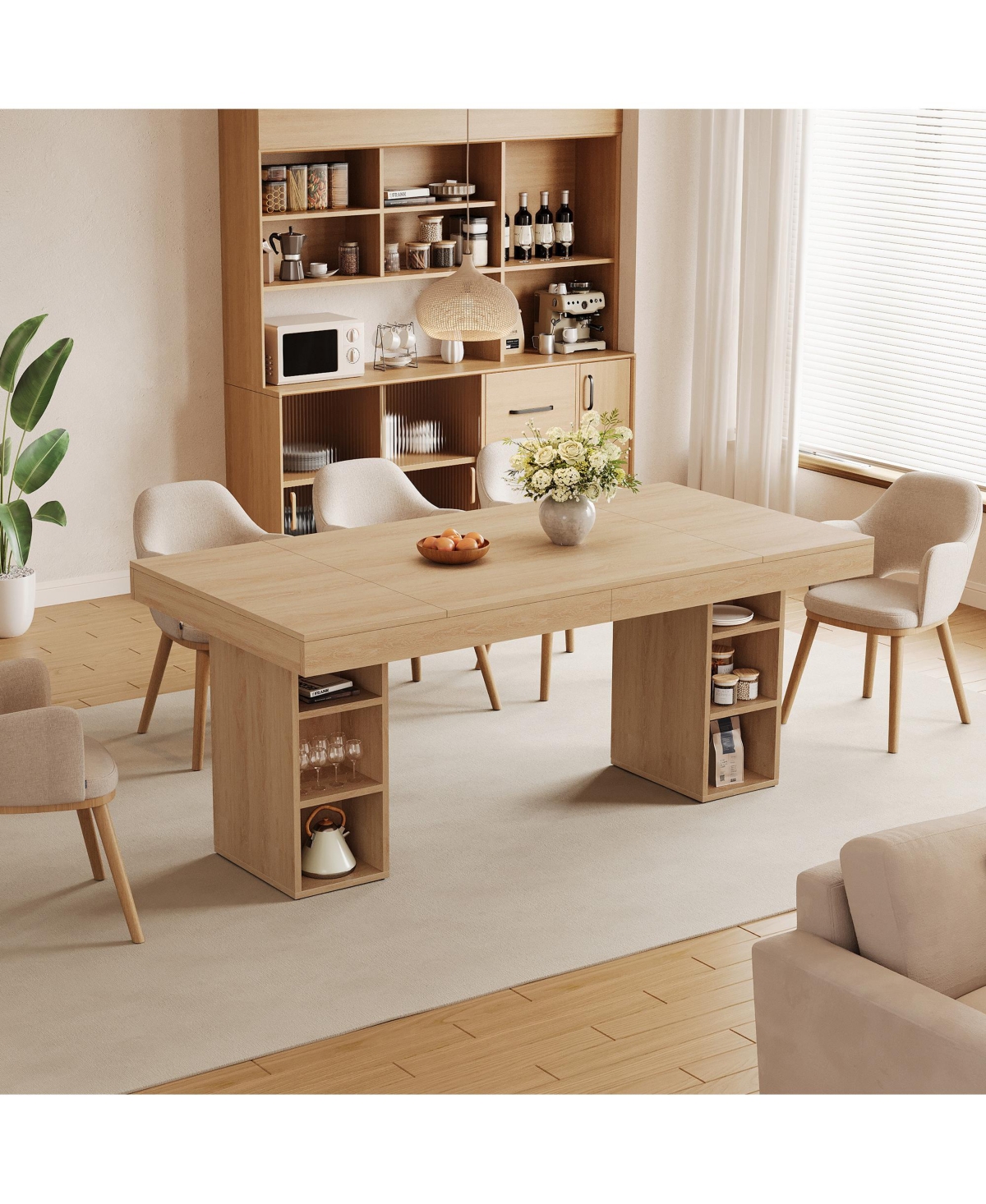 gaomon 71-Inch Wooden Kitchen Dining Table for 6-8 with Dual Side Storage (Only Table)