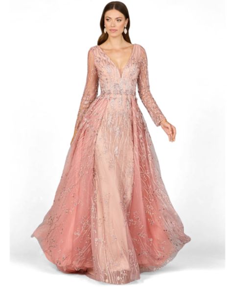 Женское платье Lara Elegant Overskirt Dress with Long Sleeves, цвет: Пудровый