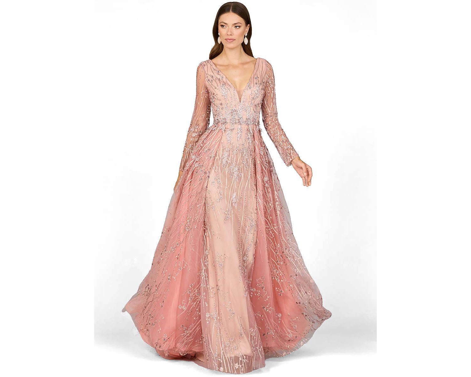 Women's Elegant Overskirt Dress with Long Sleeves