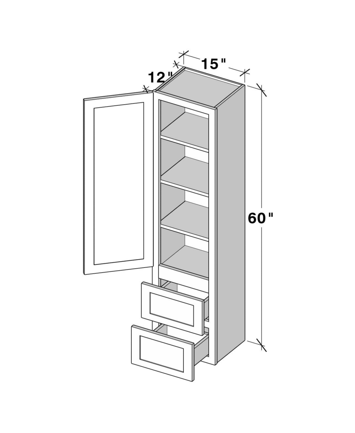 Boyel Living Counter Linen Cabinet, Ready to Assemble Kitchen Cabinet with Solid Wood Frame, Soft-Close Slides and Hinges
