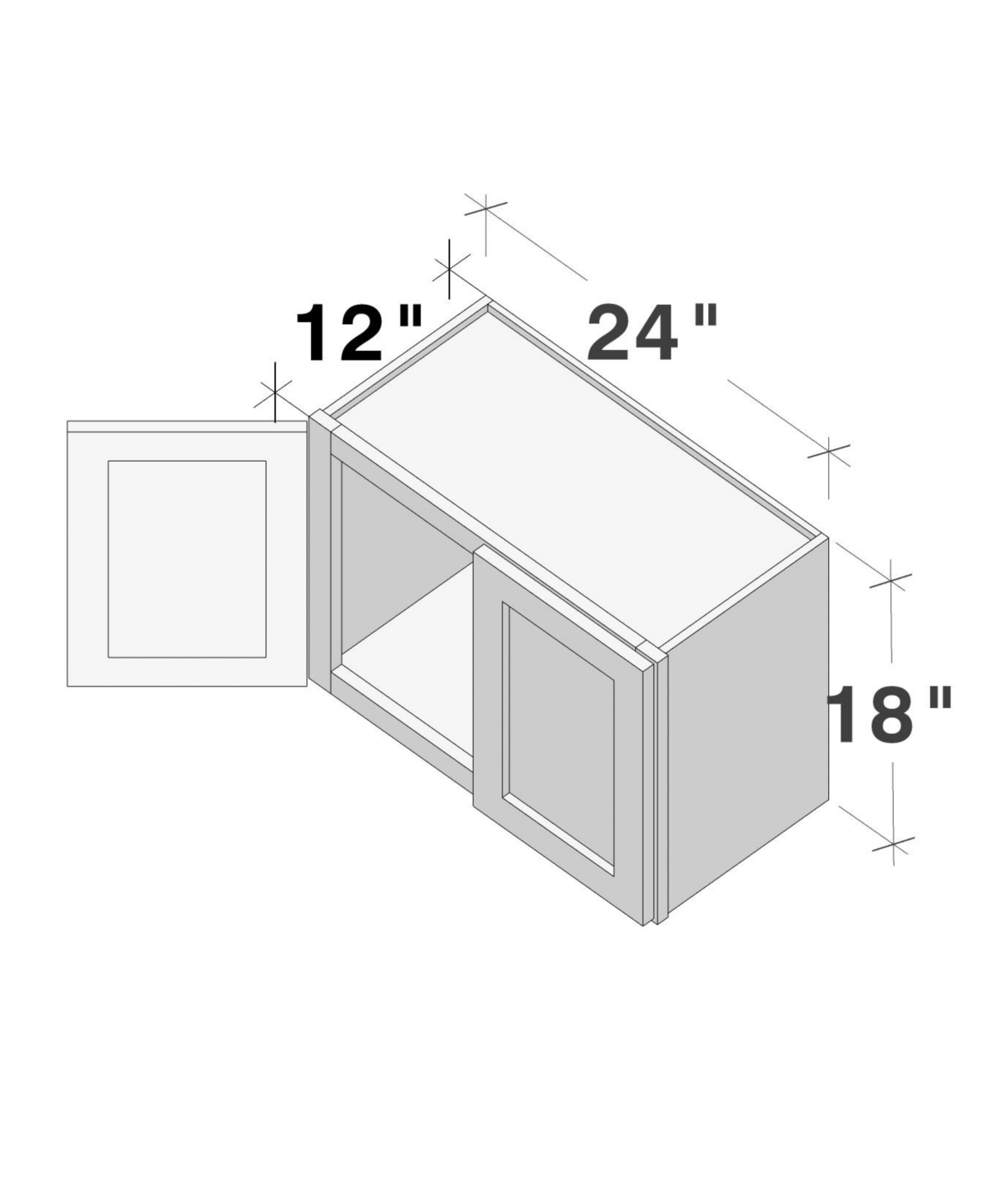 Boyel Living 24 Inch x18 Inch Double Door Short Wall Cabinet, Ready to Assemble Kitchen Cabinet with Solid Wood Frame, Soft-Close Slides and Hinge