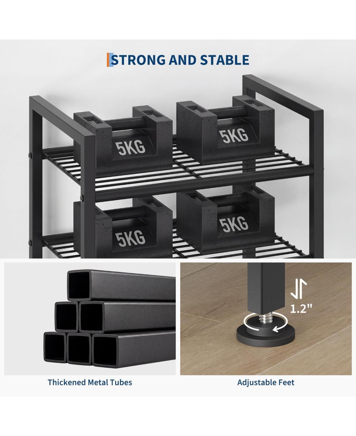 gaomon 8-Tier Slim Shoe Rack Metal Frame With Non-Woven Fabric Shelves, Adjustable Design Perfect For Entryways, Bedrooms And More