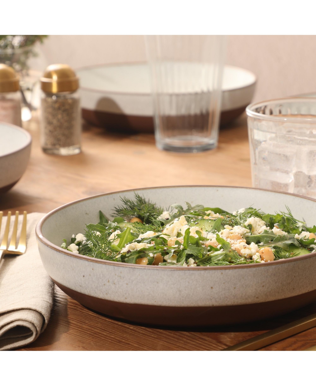 Gibson Home William Crest 4 Piece Dinner Bowl Set, 8.5 inch Round Reactive Stoneware Bowls, Large Soup, Pasta & Salad Bowls