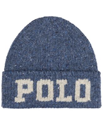 Men's Knit Tweed Polo Beanie Hat