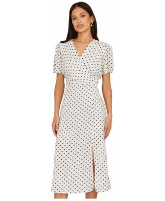 Women's Spot Print Wrap Tea Dress