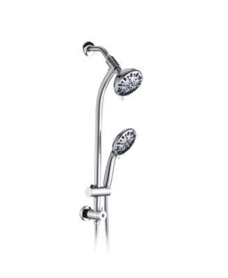 Drill Free Stainless Steel Slide Bar Combo Rain Showerhead Setting Hand Dual Shower Head Spa System
