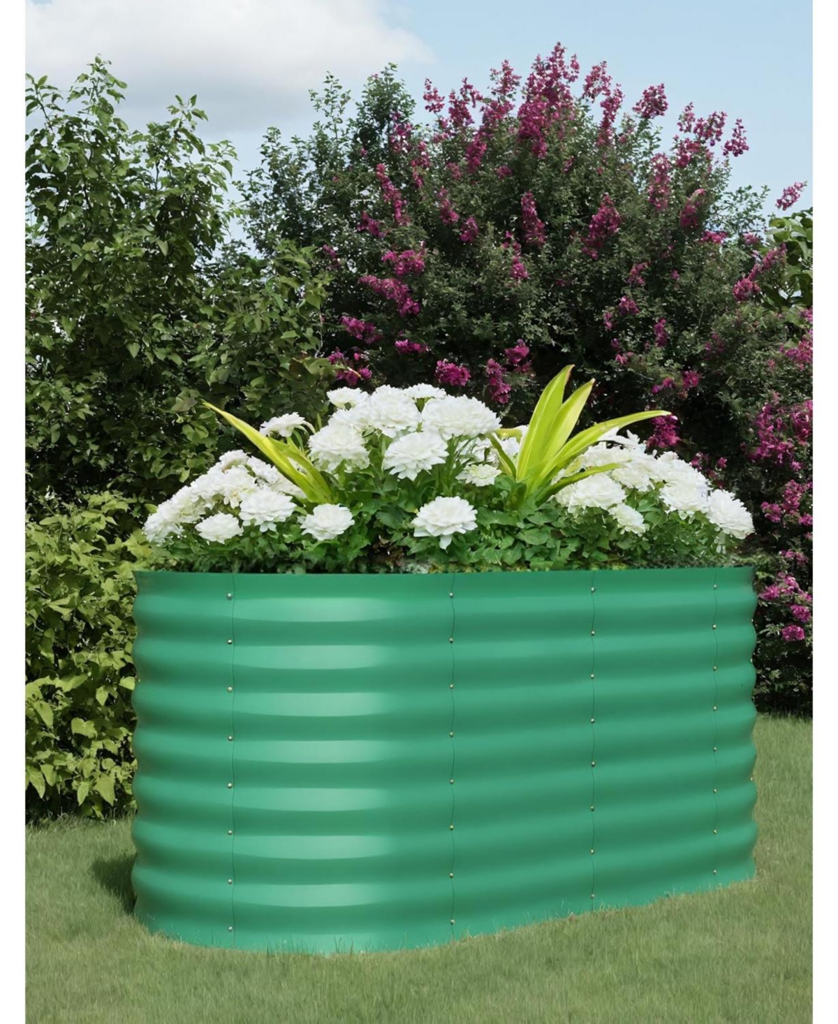 Xo 4x2x2FT Oval Raised Garden Bed, 0.6mm Galvanized Steel Planter Box, Weatherproof Outdoor Garden Bed for Vegetables Herbs Flowers