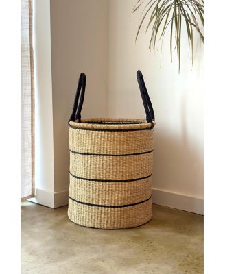 Natural Horizontal Stripe Laundry Hamper