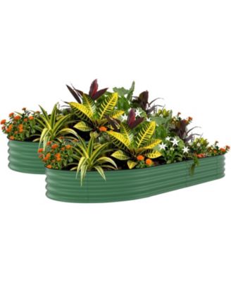 2-Pack 10x4x1.5FT Galvanized Raised Garden Bed, Metal Planter Boxes for Vegetables Flowers Herbs, Rust-Resistant Outdoor Garden Beds