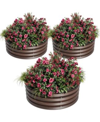 Round Galvanized Raised Garden Bed 2x1 ft, Metal Planter Box, Rust and Corrosion Resistant, Easy Assembly