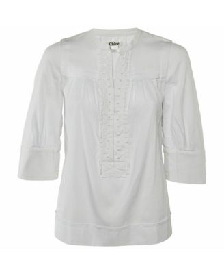 Women's Cotton Ruffled Bead-Button Blouse