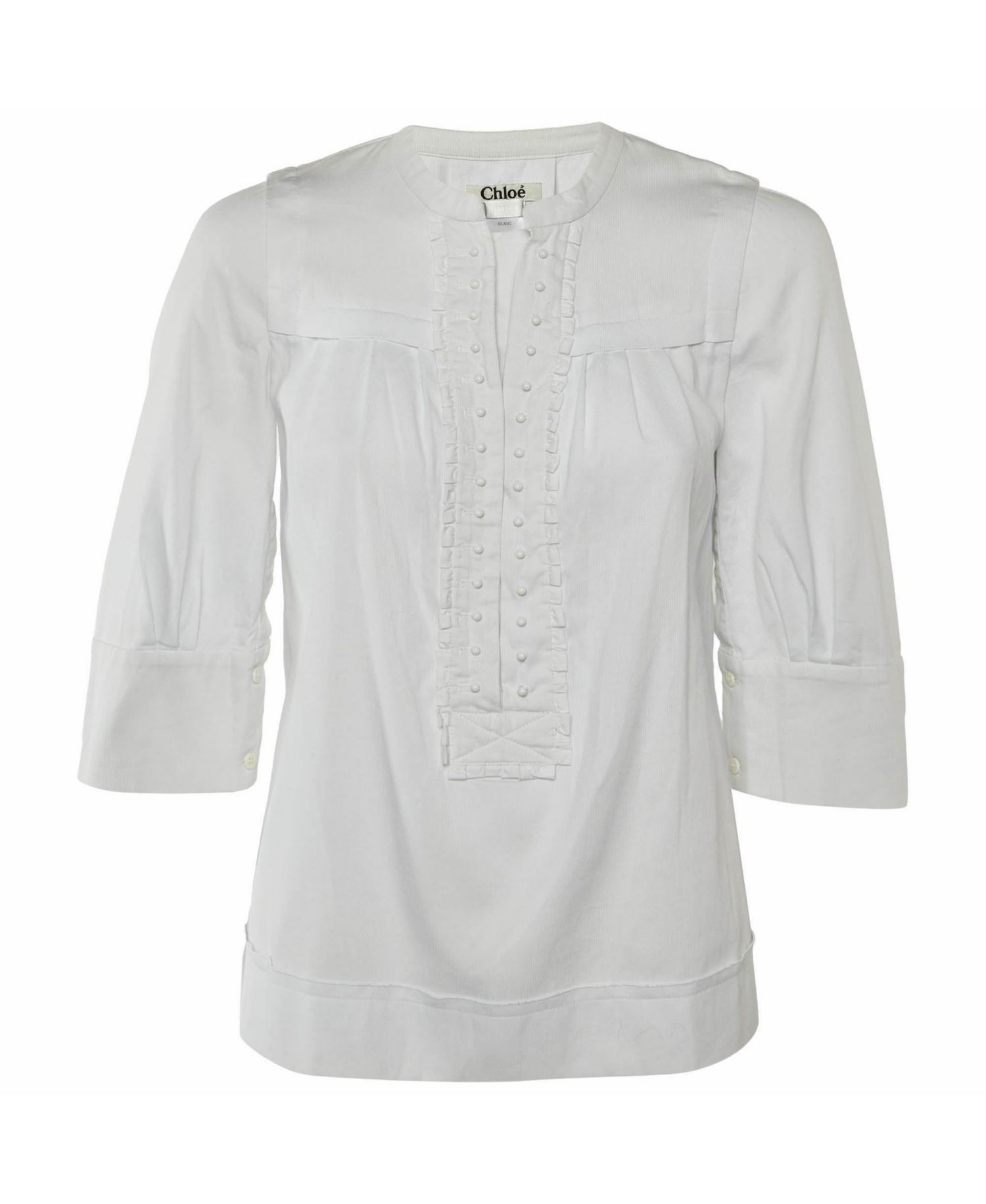 Women's Cotton Ruffled Bead-Button Blouse