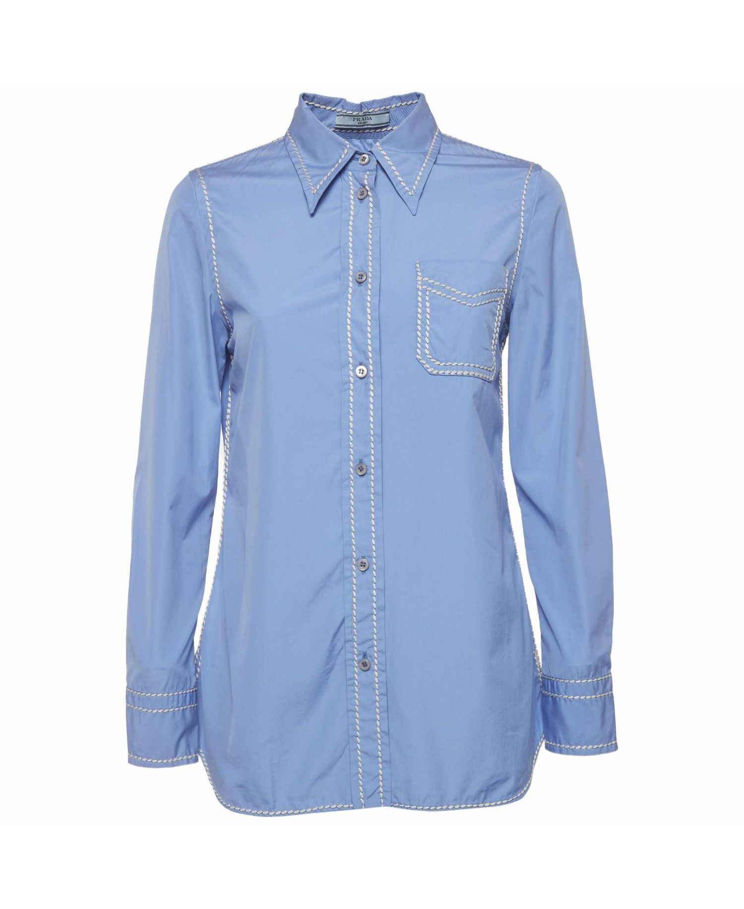 Women's Contrast Stitch Cotton Button-Down Shirt