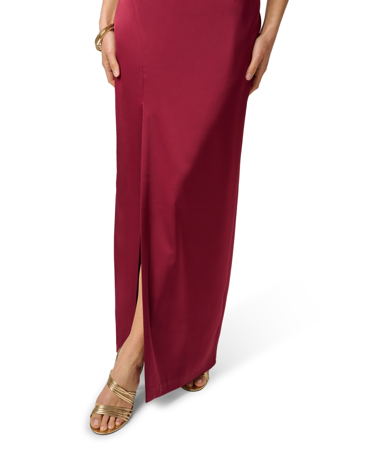 Adrianna Women's Stretch Satin Halter Neck Ball Gown