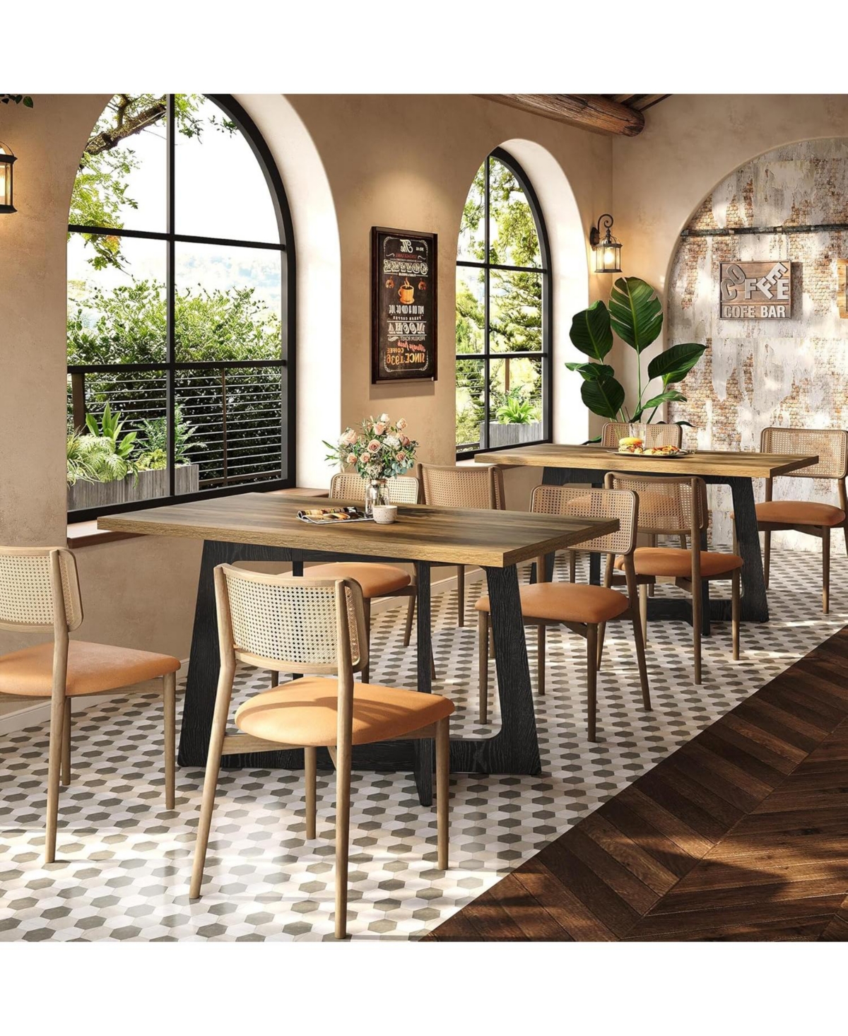 Tribesigns 47-Inch Dining Table for 2-4 People, Small Kitchen Table with Sturdy Pedestal Base, Farmhouse Wood Kitchen and Dining Room Furniture