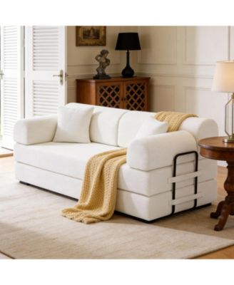 Convertible Sleeper Sofa Bed, Corduroy Folding Mattress Couch with Fixed-Shape Frame, Floor Sofa Lounge Couch for Living Room Bedroom