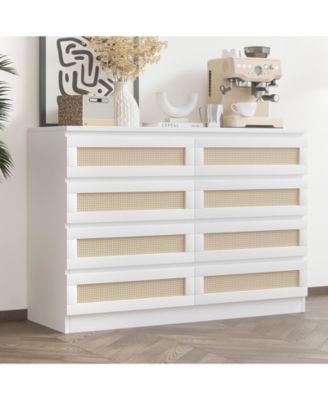 Narrow 8-Drawer Double Dresser Chest, Wood Storage Cabinet for Bedroom, Living Room, Apartment, Corridor