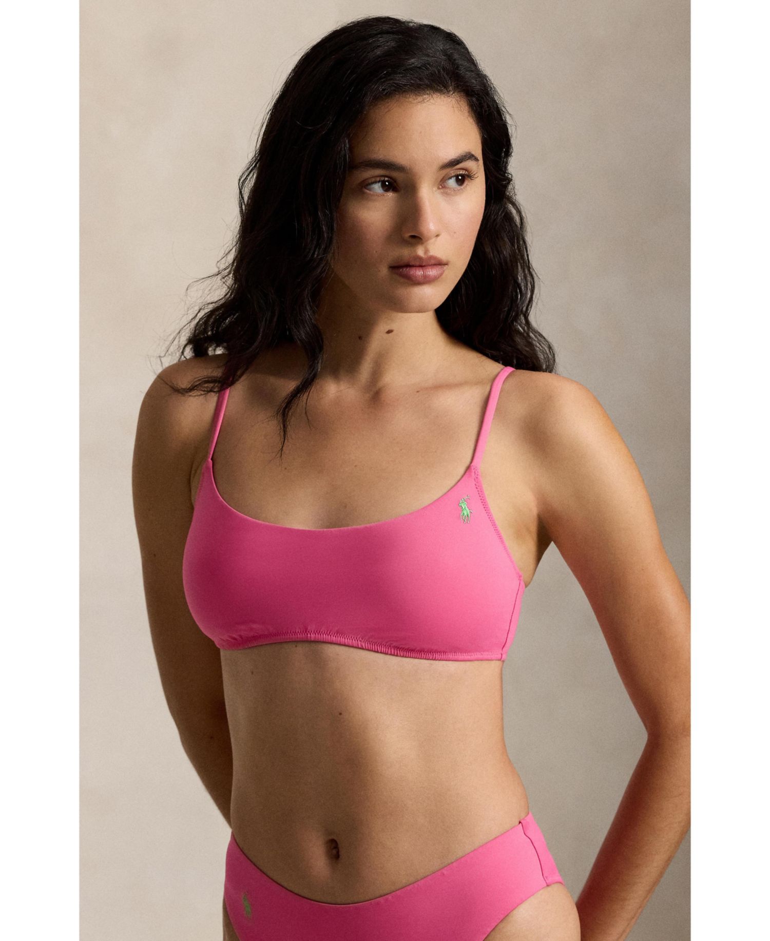 Women's Embroidered Pony Bikini Swimsuit Top