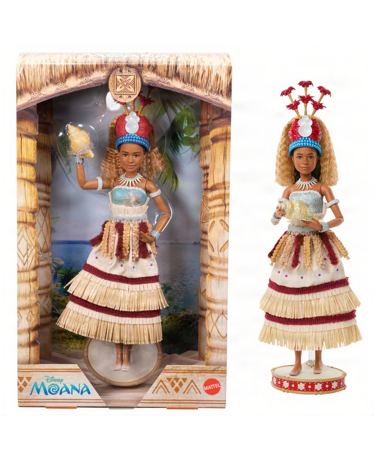 Disney Princess Collector Moana Fashion Doll, Live-Action Ceremonial Look, Shell Accessory, Collectible Doll for Ages 6+