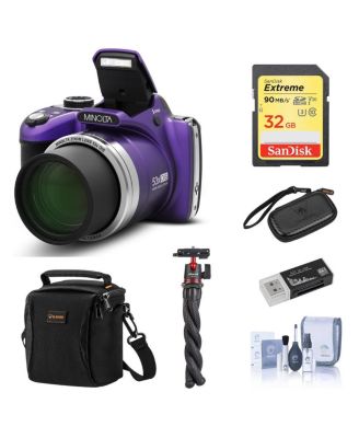 MN53Z 16MP FHD Digital Camera with 53x Optical Zoom, Wi-Fi, Bundle with Shoulder Bag, Octopus Tripod, 32GB SD Card, Reader, Card Case