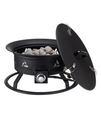 Propane Fire Pit, 24 in Portable Gas Fire Pit with Cover and Lava Rocks