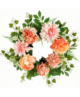 20" Wreath Peony Dahlia Hydrangea Floral Decor