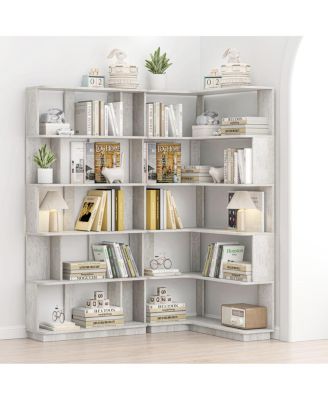 Space-Saving Corner Bookshelf and Bookcase Set