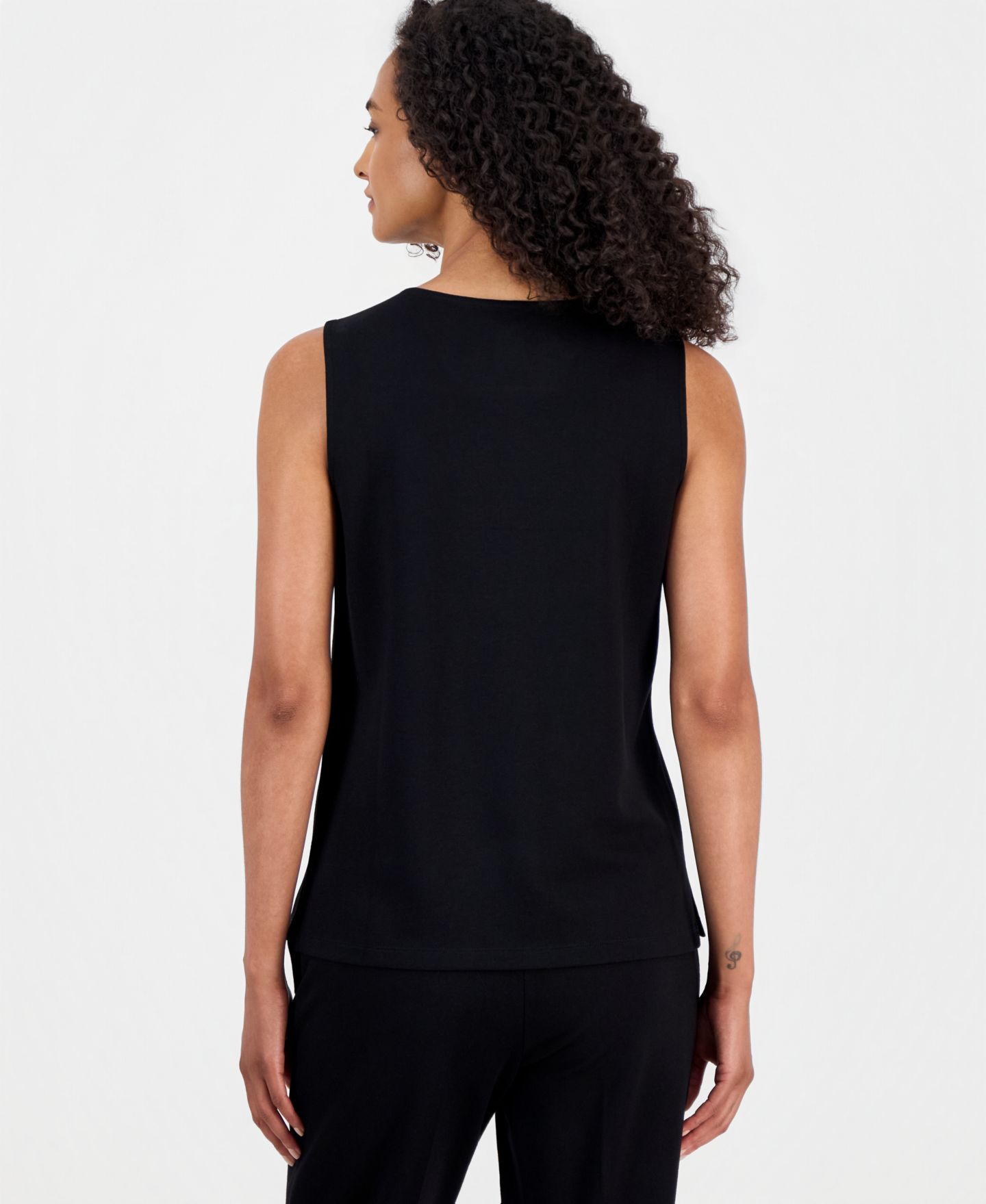 Женский топ Anne Klein Crewneck Grommet-Trim Sleeveless Top, цвет: Чёрный — фото 4
