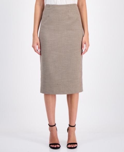 Женская юбка Anne Klein Houndstooth Pencil, цвет: Натуральный глиняный разноцветный