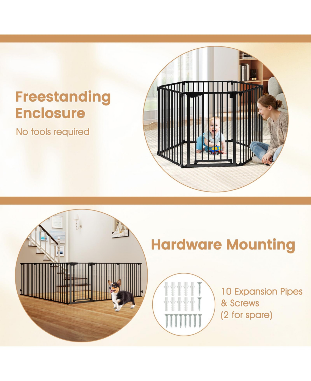 Cozito Extra Wide 6-Panel Adjustable Gate Fits 34.5-154 in Openings