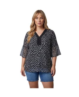 Plus Size Crochet Trim Caftan Women's Top
