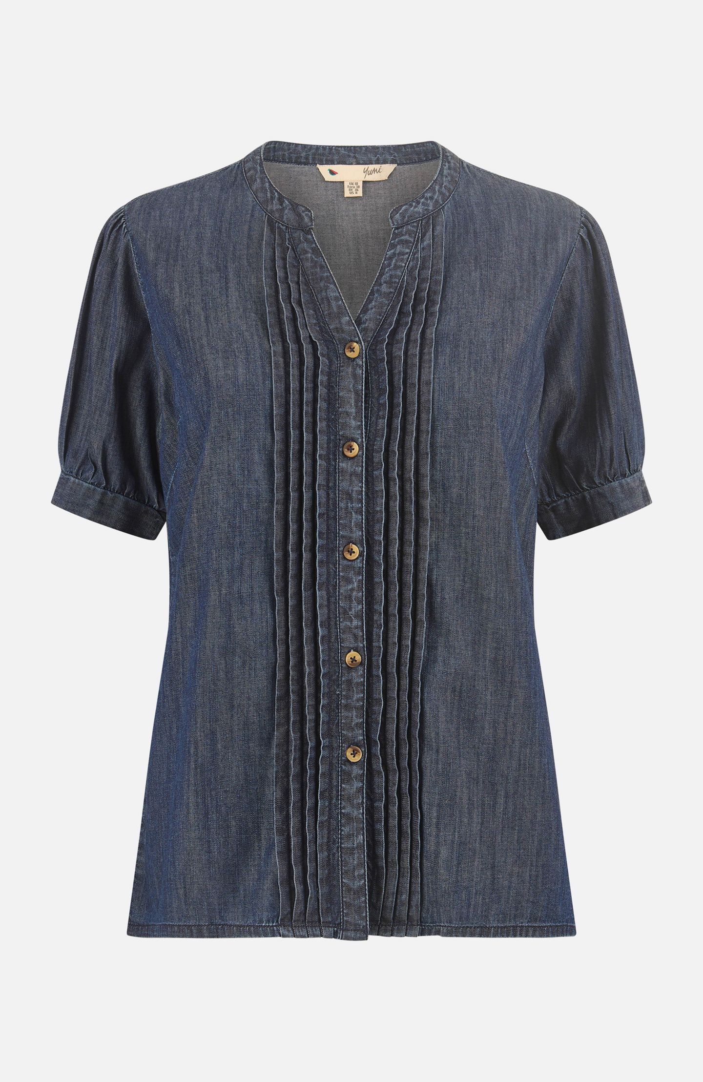Женская рубашка Yumi Chambray Pleated Denim, цвет: Синий — фото 6