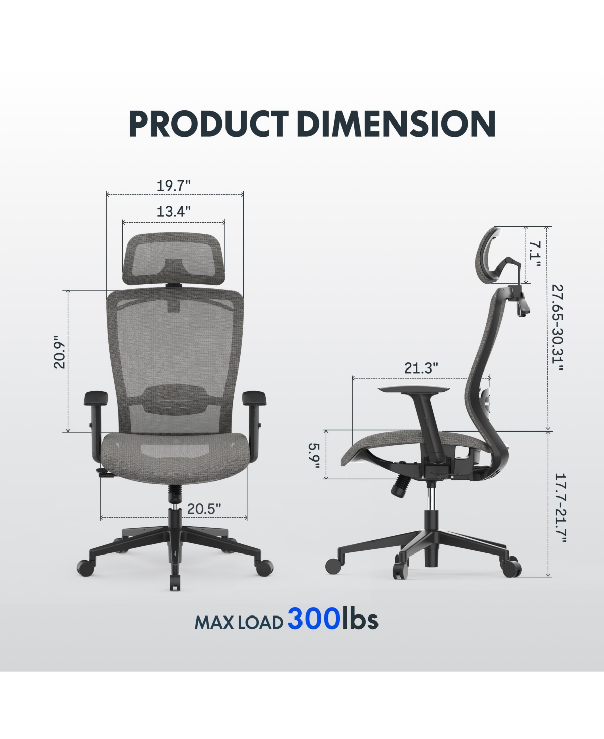 FlexiSpot C3FM Ergonomic Mesh Office Chair – Adjustable Headrest, Lumbar Support, Swivel Desk Chair for Home Office