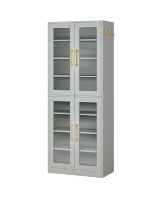 66.9 Inch Tall Shoe Storage Cabinet with LED Lights and Doors