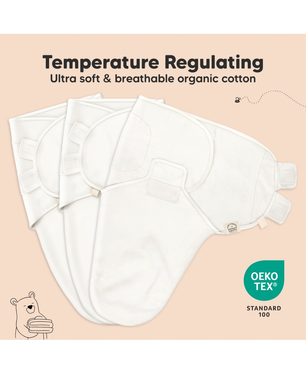 KeaBabies 3pk Soothe Baby Swaddle, Organic Swaddle Sleep Sacks, Newborn, Infant Sack
