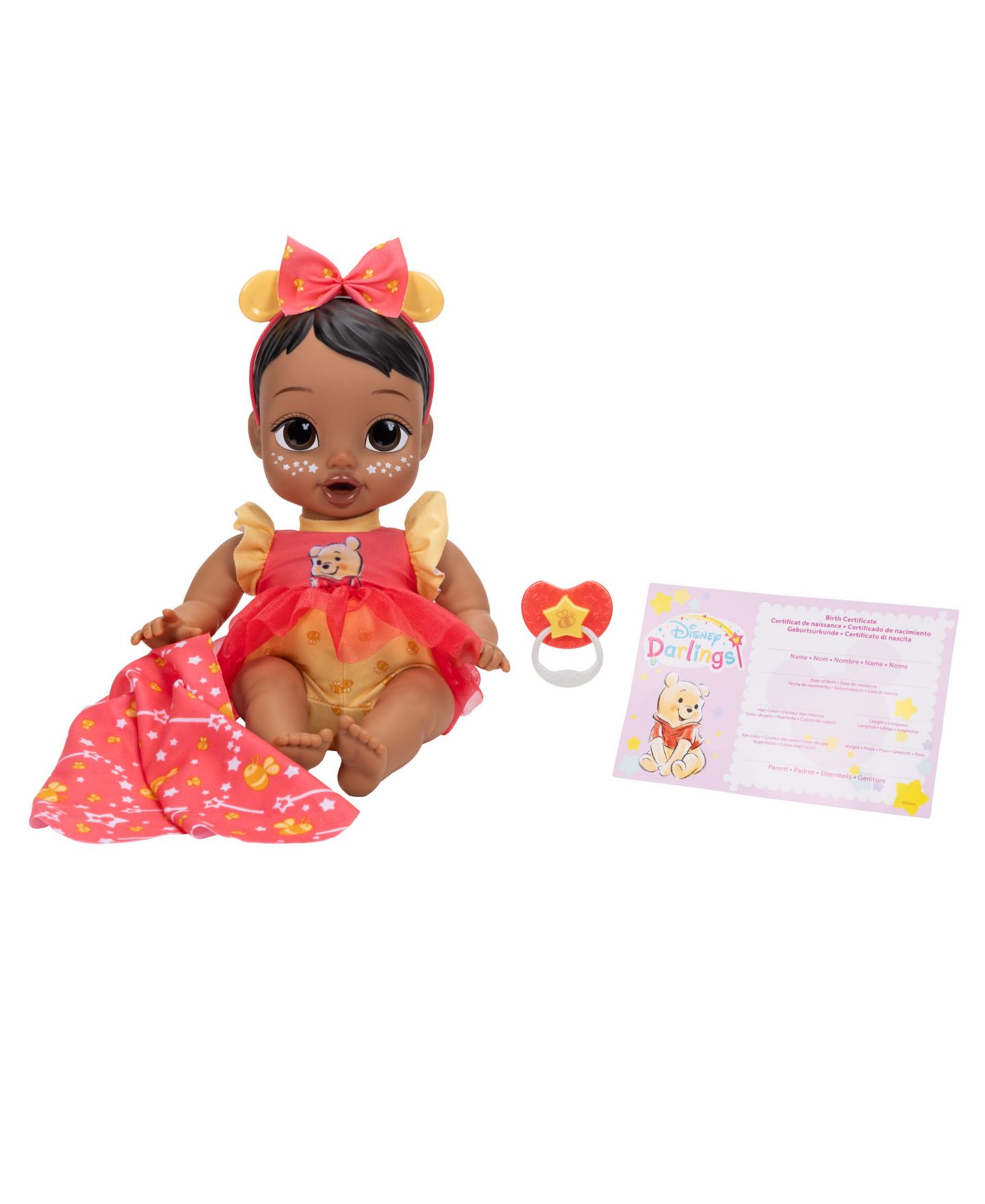 Детская кукла Disney Darlings Snuggly Stars Pooh 11" Soft-Bodied Glow-in-the-Dark Baby Doll with Accessories — фото 2