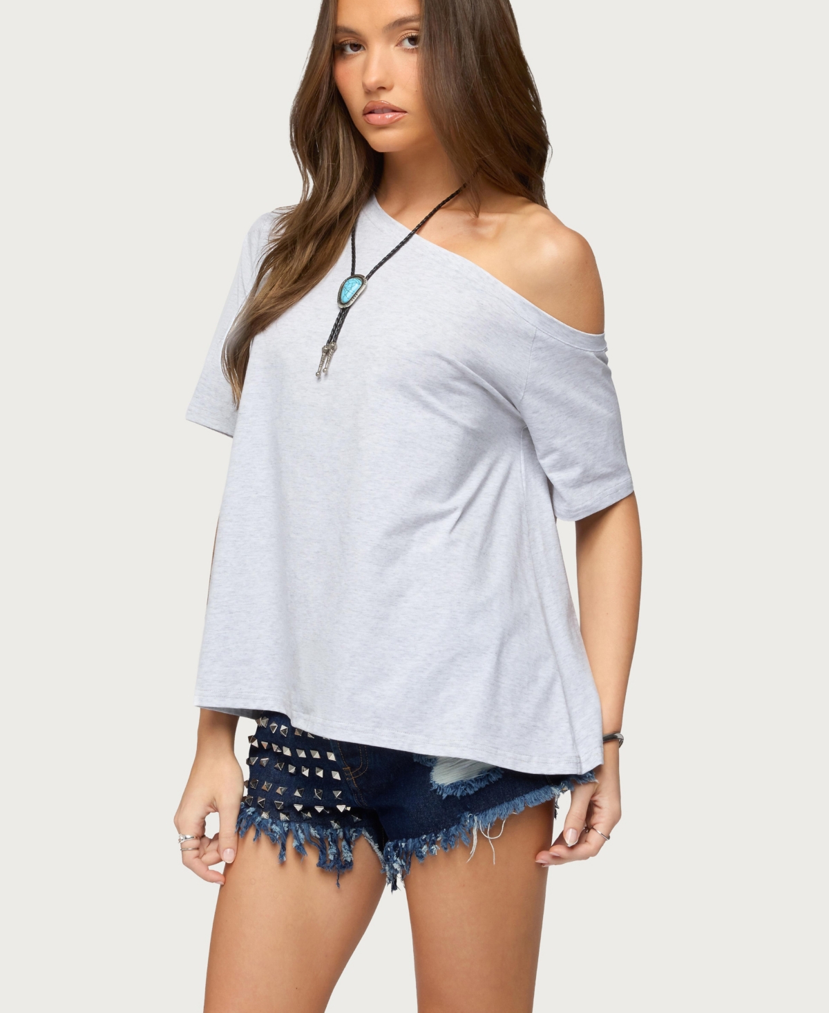 Edikted Women's Miah Off Shoulder Shredded Back Top